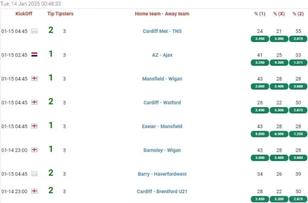 2025년1월14일 해외토탈예측  올스티비