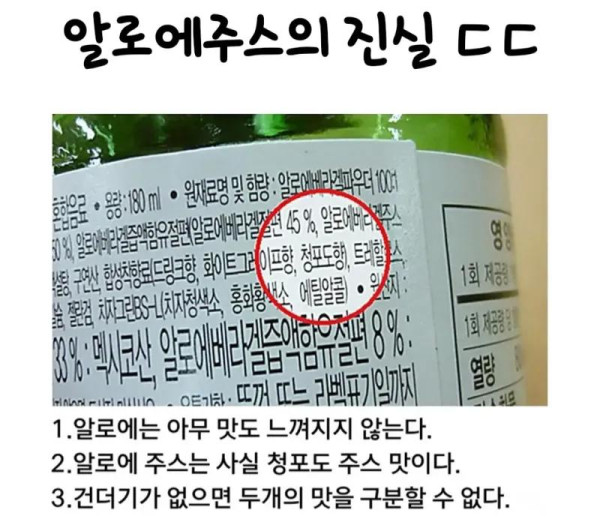 알로에 주스의 진실