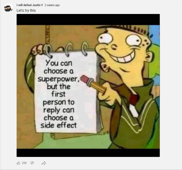 초능력 1개 선택 가능한데 첫 댓글이 부작용 정함