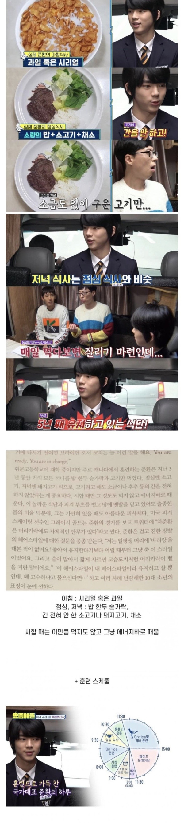 아시안 게임 금메달 리스트 차준환의 식단관리