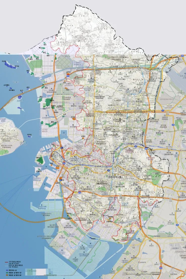 인천의 간척 사업 전후 사진