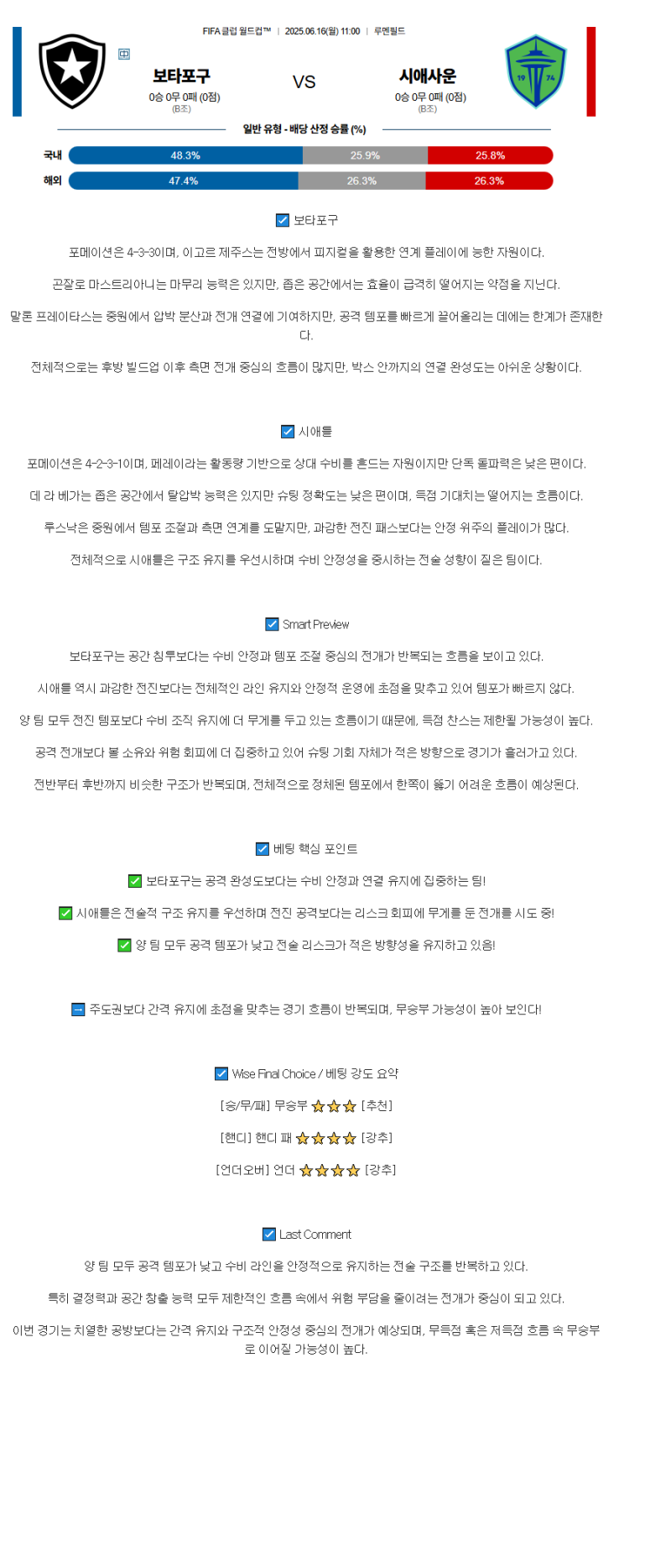 2025년 06월 16일 보타포구 시애틀 스포츠 중계 및 분석 올스티비