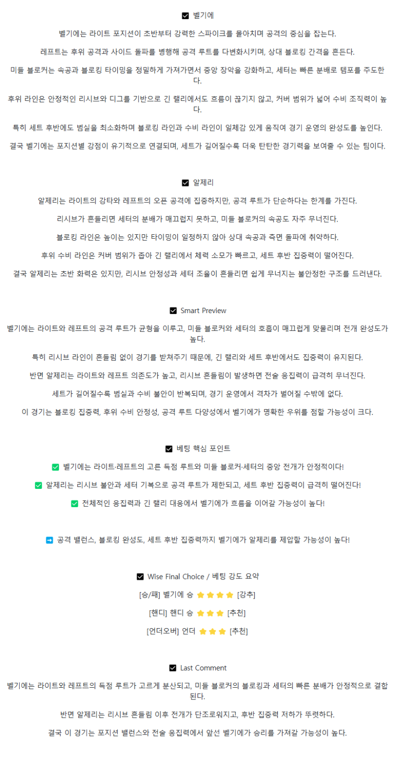 2025년 09월 18일 벨기에 알제리 배구 분석 및 중계 올스티비