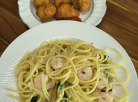 집에서 참나물새우알리오올리오 소보ㅏ봐