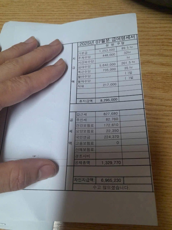 베트남인이 한국공장에서 세전830만원