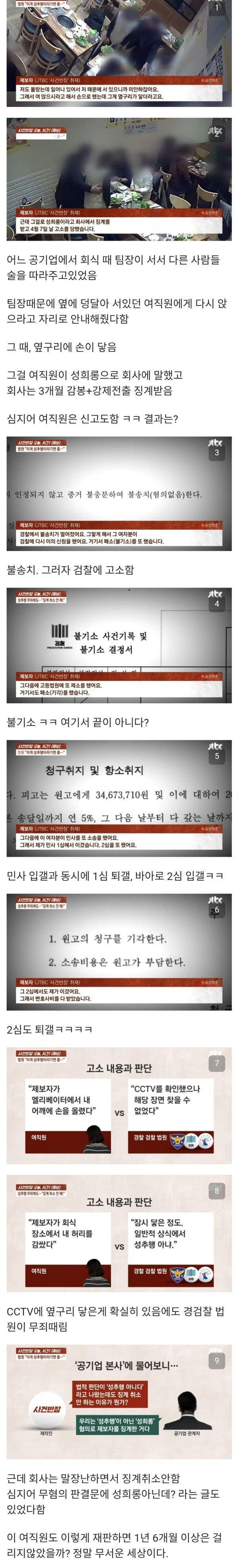 옆구리 손닿았다고 성희롱 고소한 여직원