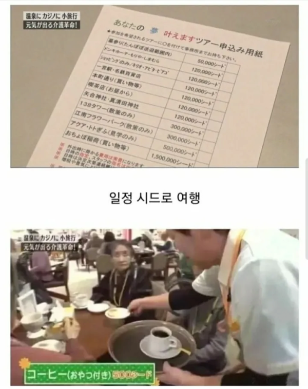 일본 한 요양원의 노인활동 증량 방법