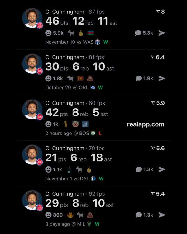 커닝햄 커리어 5000 득점  1500 어시스트 달성