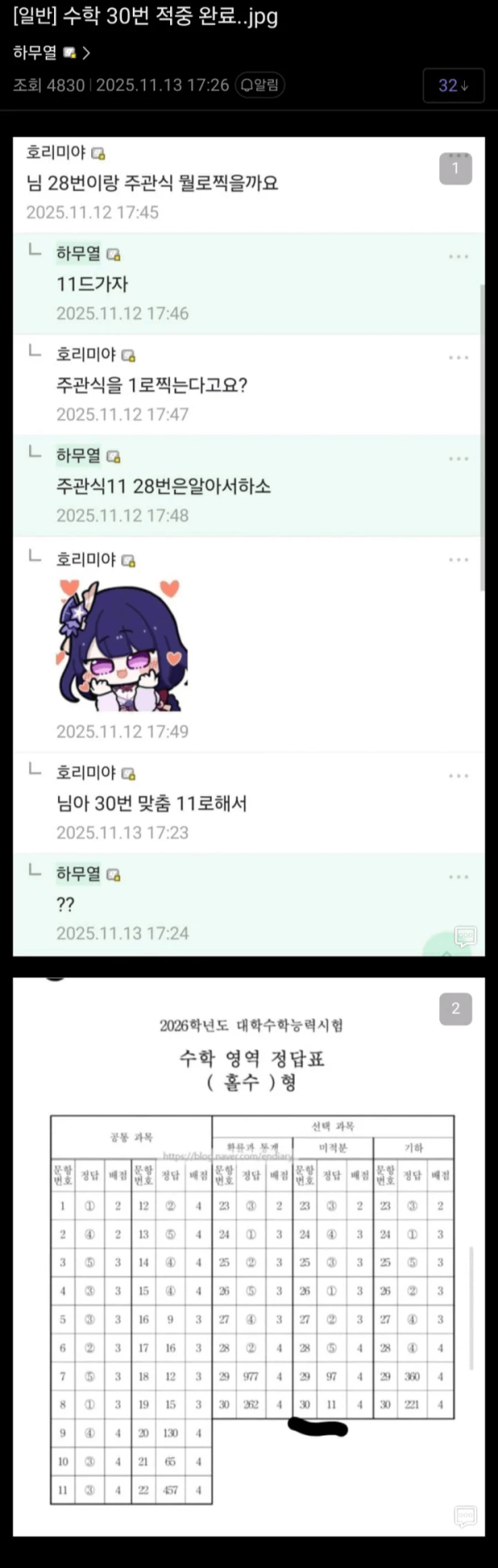 2026 수능 후기 떴다 ㄷㄷㄷㄷ