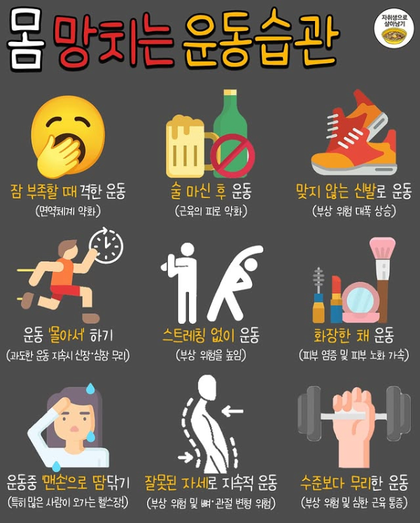 몸 망치는 운동습관 9가지